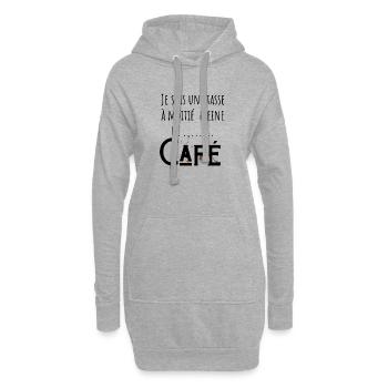Je suis une tasse à moitié pleine de café - Sweat-shirt à capuche long Femme - gris chiné - Devant