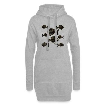 Fische - Hoodie-Kleid - Grau meliert - Vorne
