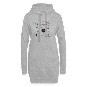 Chiens et chats - Sweat-shirt à capuche long Femme - gris chiné - Devant