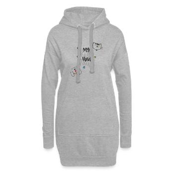 Meine Kinder haben Pfoten - Hoodie-Kleid - Grau meliert - Vorne