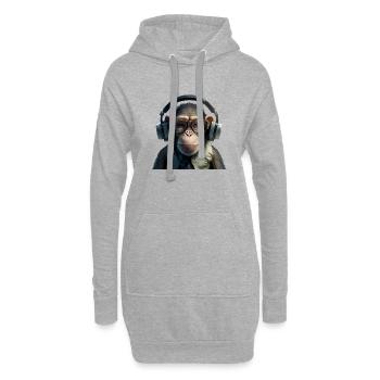 Maki der Musikliebhaber Affe - Hoodie-Kleid - Grau meliert - Vorne