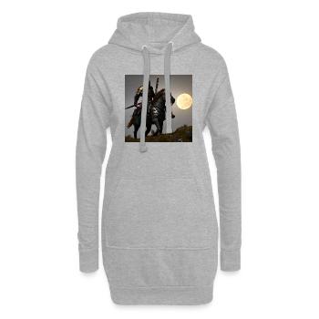 Guerrier à cheval - Sweat-shirt à capuche long Femme - gris chiné - Devant