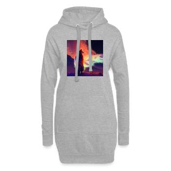 Flammen Wolf / Fuchs Nordlichter, farbiges Feuer - Hoodie-Kleid - Grau meliert - Vorne