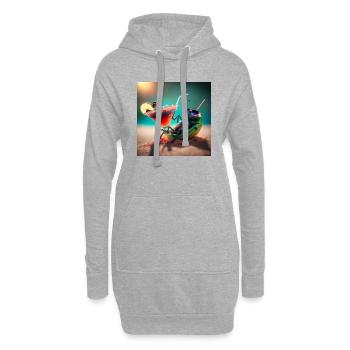 Chillige Fliege am Strand mit Cocktail - Hoodie-Kleid - Grau meliert - Vorne