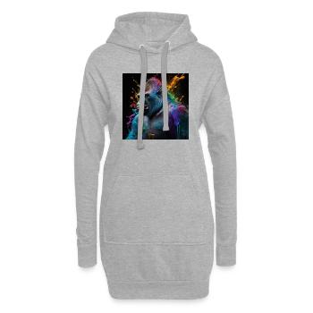 Gorille coloré, design unique - Sweat-shirt à capuche long Femme - gris chiné - Devant