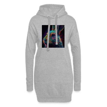 Lapin coloré, design unique - Sweat-shirt à capuche long Femme - gris chiné - Devant
