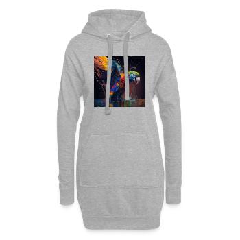 Perroquet coloré, design unique - Sweat-shirt à capuche long Femme - gris chiné - Devant