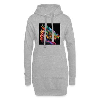 Dragon coloré, design unique - Sweat-shirt à capuche long Femme - gris chiné - Devant