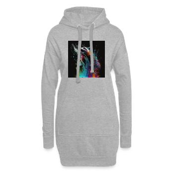 Raton laveur coloré, design unique - Sweat-shirt à capuche long Femme - gris chiné - Devant