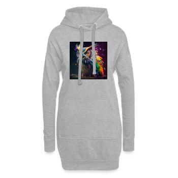 Hibou coloré, design unique - Sweat-shirt à capuche long Femme - gris chiné - Devant