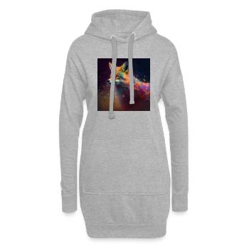 Renard coloré, design unique - Sweat-shirt à capuche long Femme - gris chiné - Devant