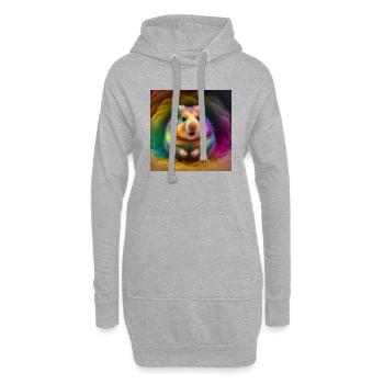 Farbiger Hamster, einzigartiges Design - Hoodie-Kleid - Grau meliert - Vorne
