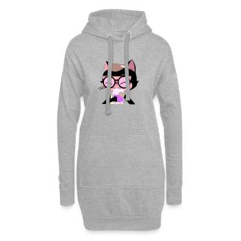 Minu die kleine Katze - Hoodie-Kleid - Grau meliert - Vorne