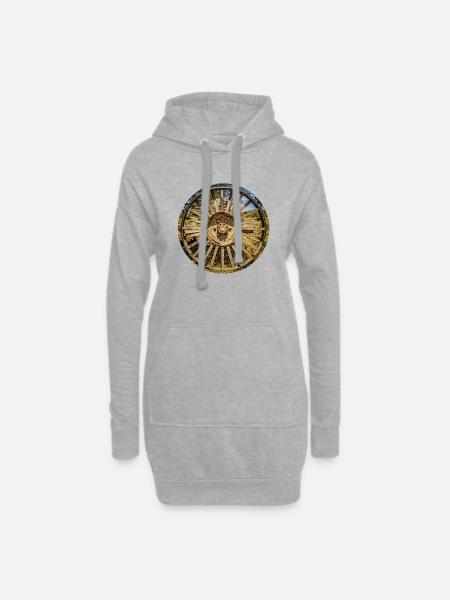 Rostiges altes Rad von Landmaschinen in einem - Hoodie-Kleid - Grau meliert