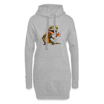 hello lezard - Sweat-shirt à capuche long Femme - gris chiné - Devant