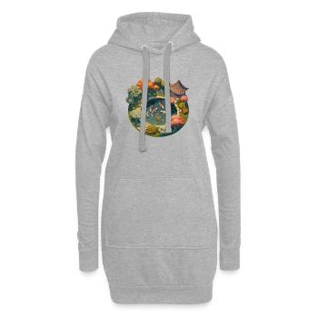 Jardin japonais avec étang de carpes koï - Sweat-shirt à capuche long Femme - gris chiné - Devant
