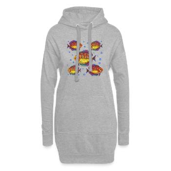 Poissons - Sweat-shirt à capuche long Femme - gris chiné - Devant