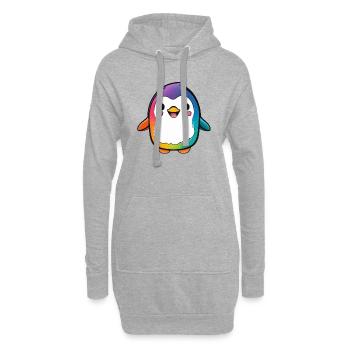 Kawaii Mignon Happy Penguin - Sweat-shirt à capuche long Femme - gris chiné - Devant