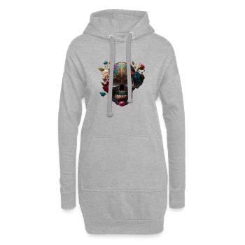 Blumenschädel, die Natur holt sich ihre Rechte zurück - Hoodie-Kleid - Grau meliert - Vorne