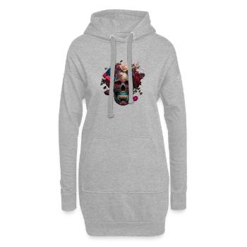 Blumenschädel, die Natur holt sich ihre Rechte zurück - Hoodie-Kleid - Grau meliert - Vorne