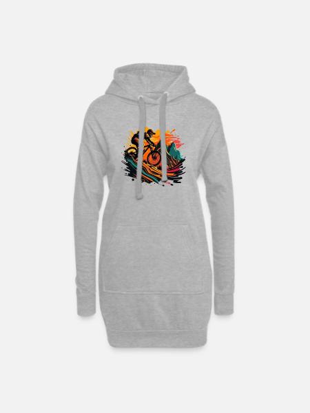 Mountainbiking. - Hoodie-Kleid - Grau meliert