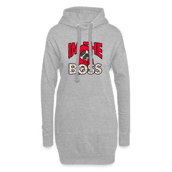 Patron de chien - Sweat-shirt à capuche long Femme - gris chiné - Devant