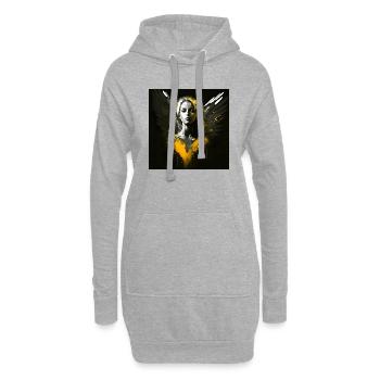 Gelber Engel Frau - Hoodie-Kleid - Grau meliert - Vorne