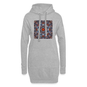 Plastisches 3D Fraktal - Hoodie-Kleid - Grau meliert - Vorne