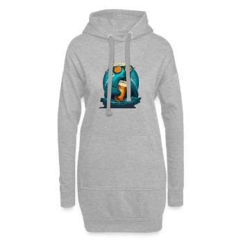 Sceau glacière avec bière et lunettes de soleil - Sweat-shirt à capuche long Femme - gris chiné - Devant