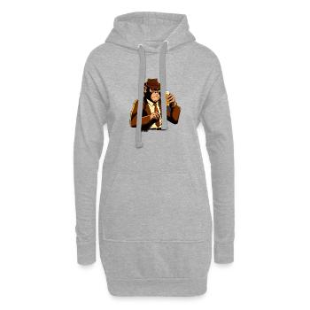 Gangster Schimpanse mit Bier - Hoodie-Kleid - Grau meliert - Vorne