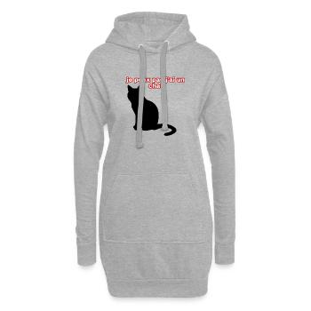 Je peux pas j'ai un chat noir - Sweat-shirt à capuche long Femme - gris chiné - Devant