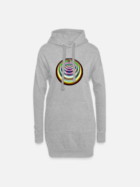 Pop Art psychedelische Katze - Hoodie-Kleid - Grau meliert