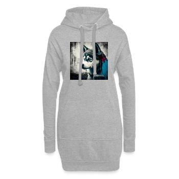 Husky mit blauen Augen - Hoodie-Kleid - Grau meliert - Vorne