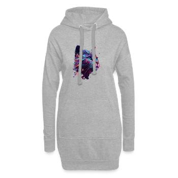 Psychedelische Katze - Hoodie-Kleid - Grau meliert - Vorne
