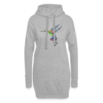 Oiseau - Sweat-shirt à capuche long Femme - gris chiné - Devant