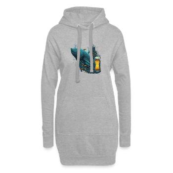 Poisson monstre des profondeurs avec de la bière - Sweat-shirt à capuche long Femme - gris chiné - Devant