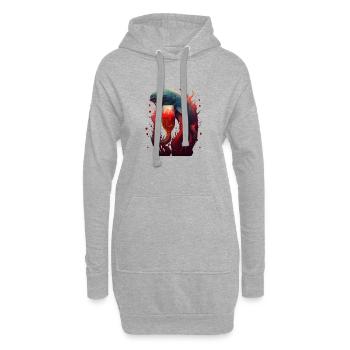 Cooles Motiv mit einem Meereslebewesen und Bier - Hoodie-Kleid - Grau meliert - Vorne