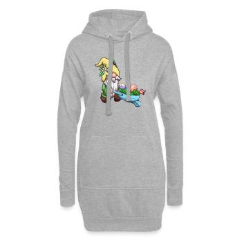 Ostergartenzwerg mit Schubkarre - Hoodie-Kleid - Grau meliert - Vorne