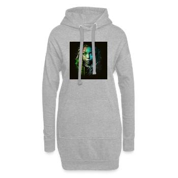 Visage femme dreadlocks n°6 - Sweat-shirt à capuche long Femme - gris chiné - Devant