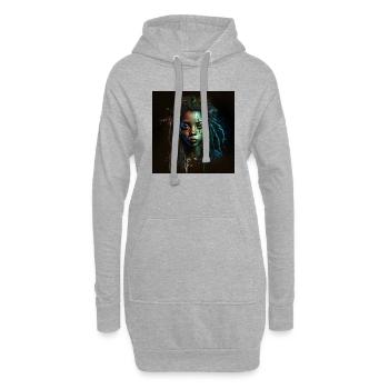 Visage femme dreadlocks n°9 - Sweat-shirt à capuche long Femme - gris chiné - Devant