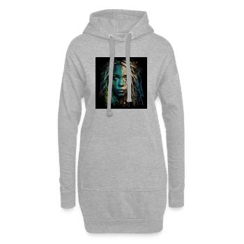 Visage femme dreadlocks n°12 - Sweat-shirt à capuche long Femme - gris chiné - Devant