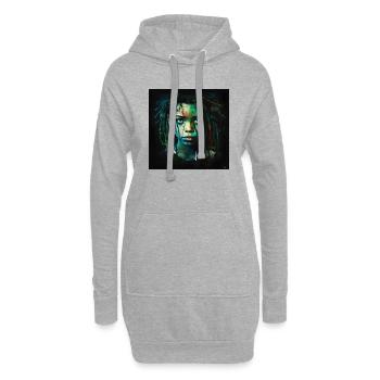 Visage femme dreadlocks n°3 - Sweat-shirt à capuche long Femme - gris chiné - Devant