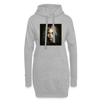 Visage femme dreadlocks n°15 - Sweat-shirt à capuche long Femme - gris chiné - Devant