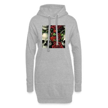 Skull Heart Roza Photo - Sweat-shirt à capuche long Femme - gris chiné - Devant
