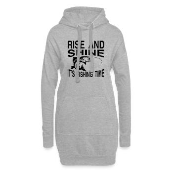 Rise and Shine it´s Fishing Time - Hoodie-Kleid - Grau meliert - Vorne