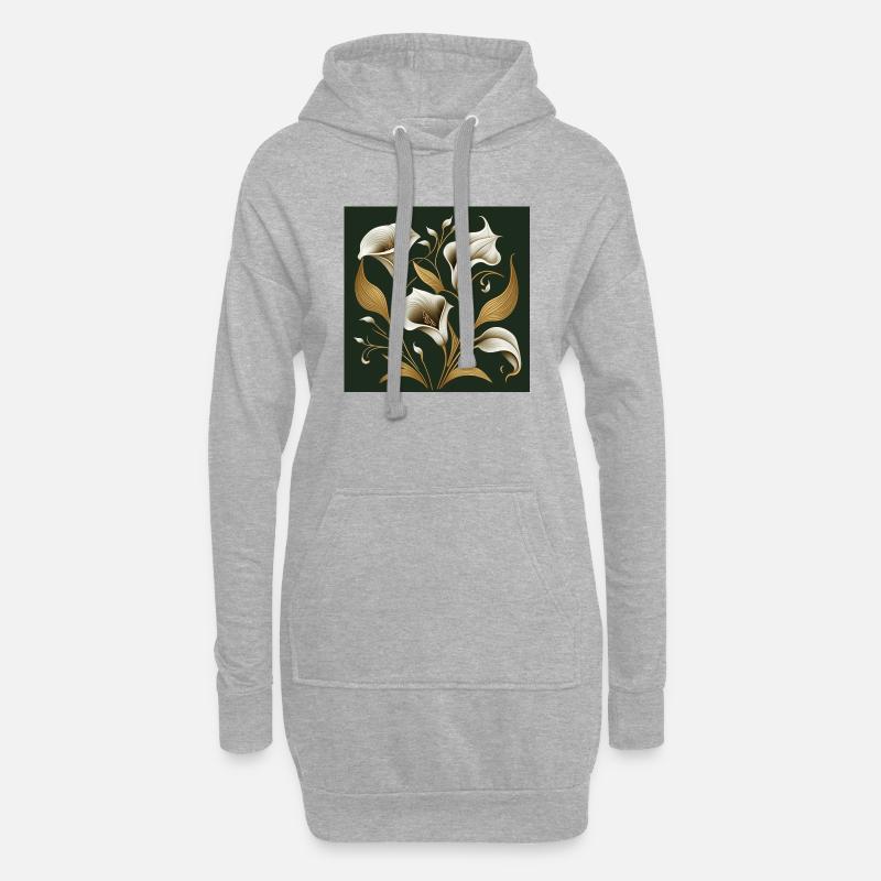 Fleurs de lys - Sweat-shirt à capuche long Femme - gris chiné