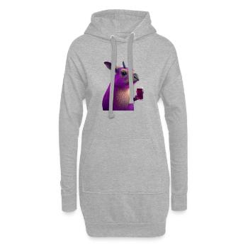 Cooler Lustiger Hase mit Bier in Pink - Hoodie-Kleid - Grau meliert - Vorne