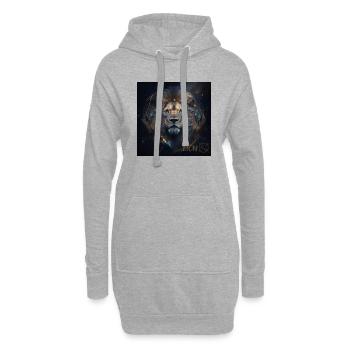 T-shirt signe astrologique Lion rayé noir - Sweat-shirt à capuche long Femme - gris chiné - Devant