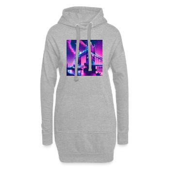Skyline London Nachts 2 - Hoodie-Kleid - Grau meliert - Vorne