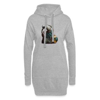 Démon cool avec de la bière - Sweat-shirt à capuche long Femme - gris chiné - Devant
